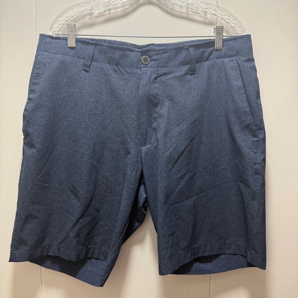 Under Armour Mens Golf Shorts Navy Blue Heather Performance Flat Front Size 38